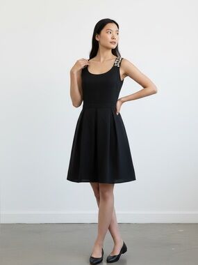 NEW Pink Tartan Black Jeweled Shoulder Cocktail Dress / Size 2 / Glam